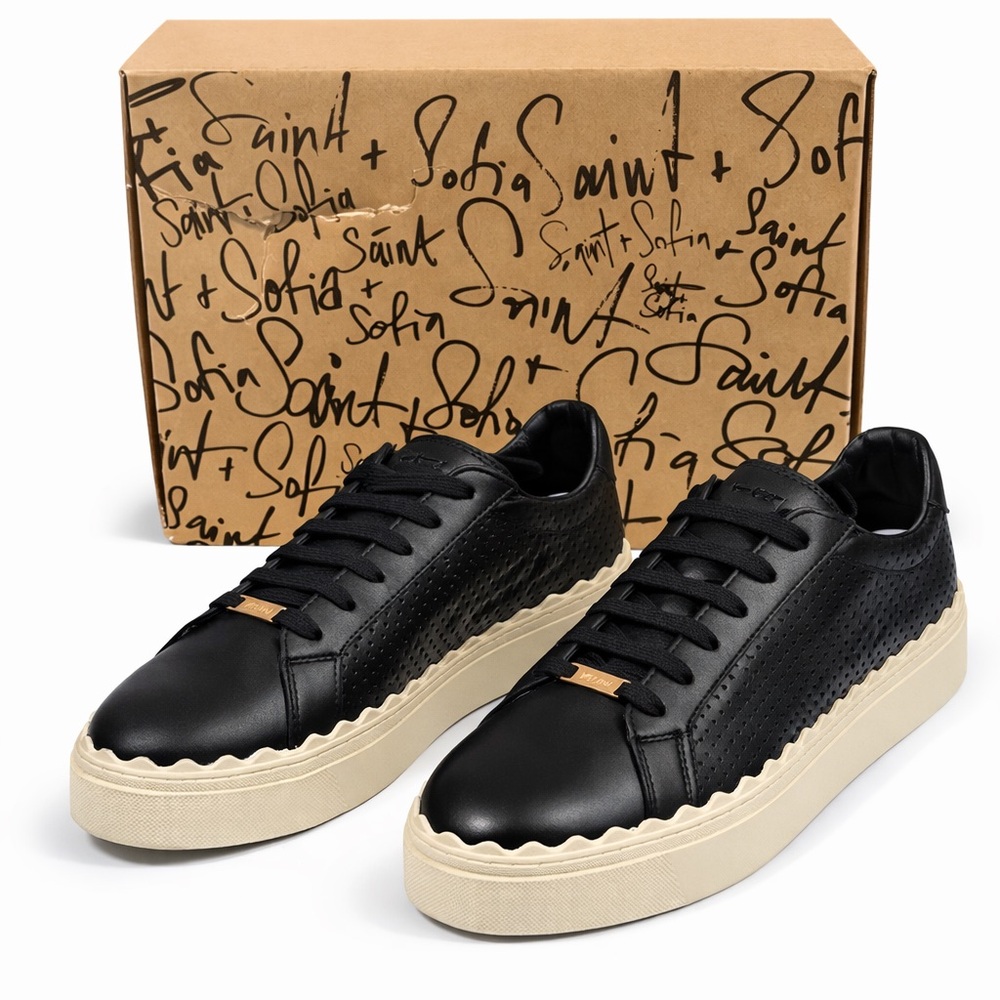 Saint + Sofia Black Leather Sneakers Platform Womens Size 10 EU‎ 41 NEW With Box
